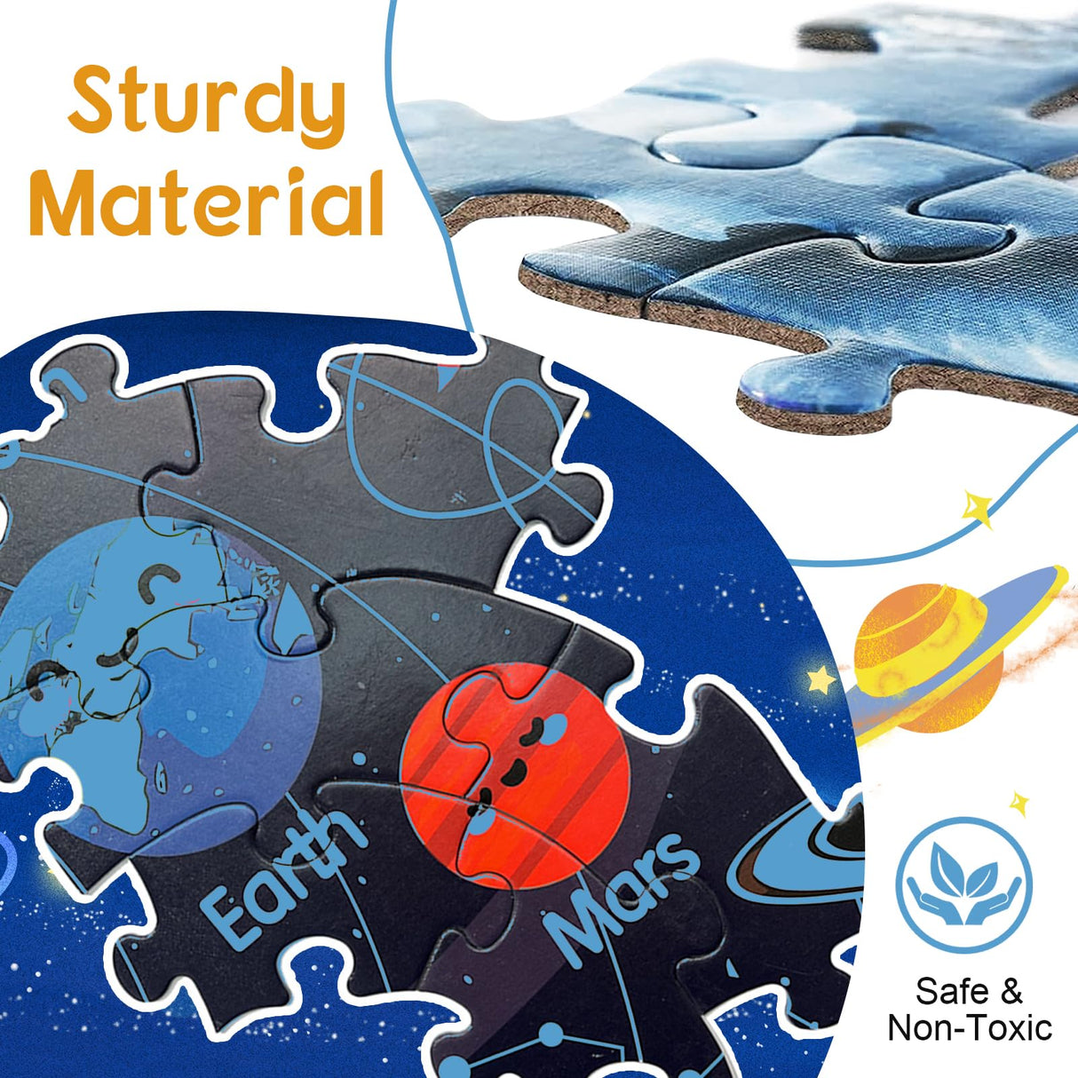 Hibility Puzzles for Kids Ages 4-6, 6-8, 3-5, Large 70 Piece Round Floor Jigsaw Puzzle Toys with Solar System Planets, Education Kids Puzzles Learning Gift for Christmas Hibility