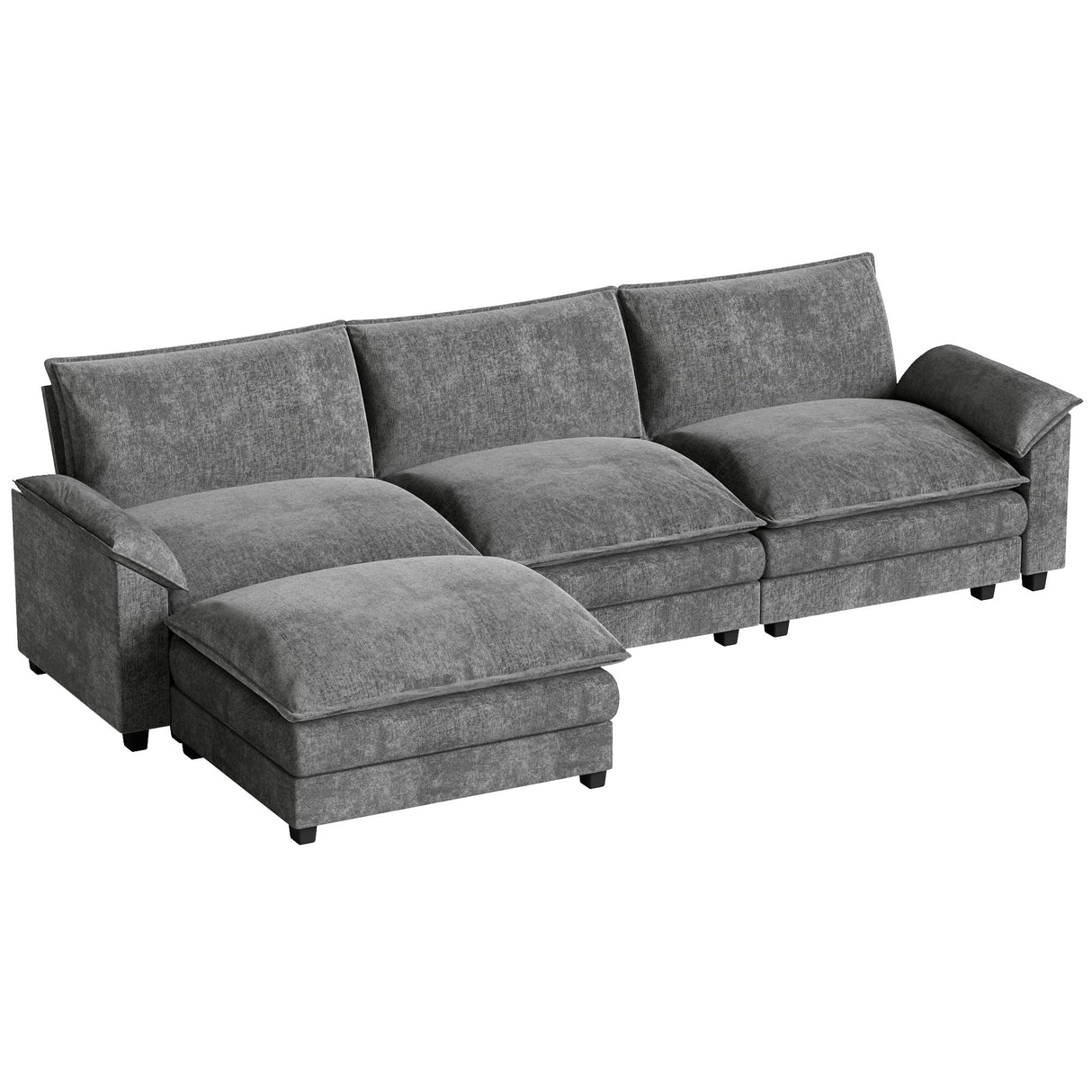 Homall 119" Modular Sectional Sofa, L Shaped Sofa Couch with Reversible Ottoman, DIY Combination Chenille Deep 3-Seat Cloud Couch for Living Room, Apartment (L Shaped Sofa, Grey) Homall