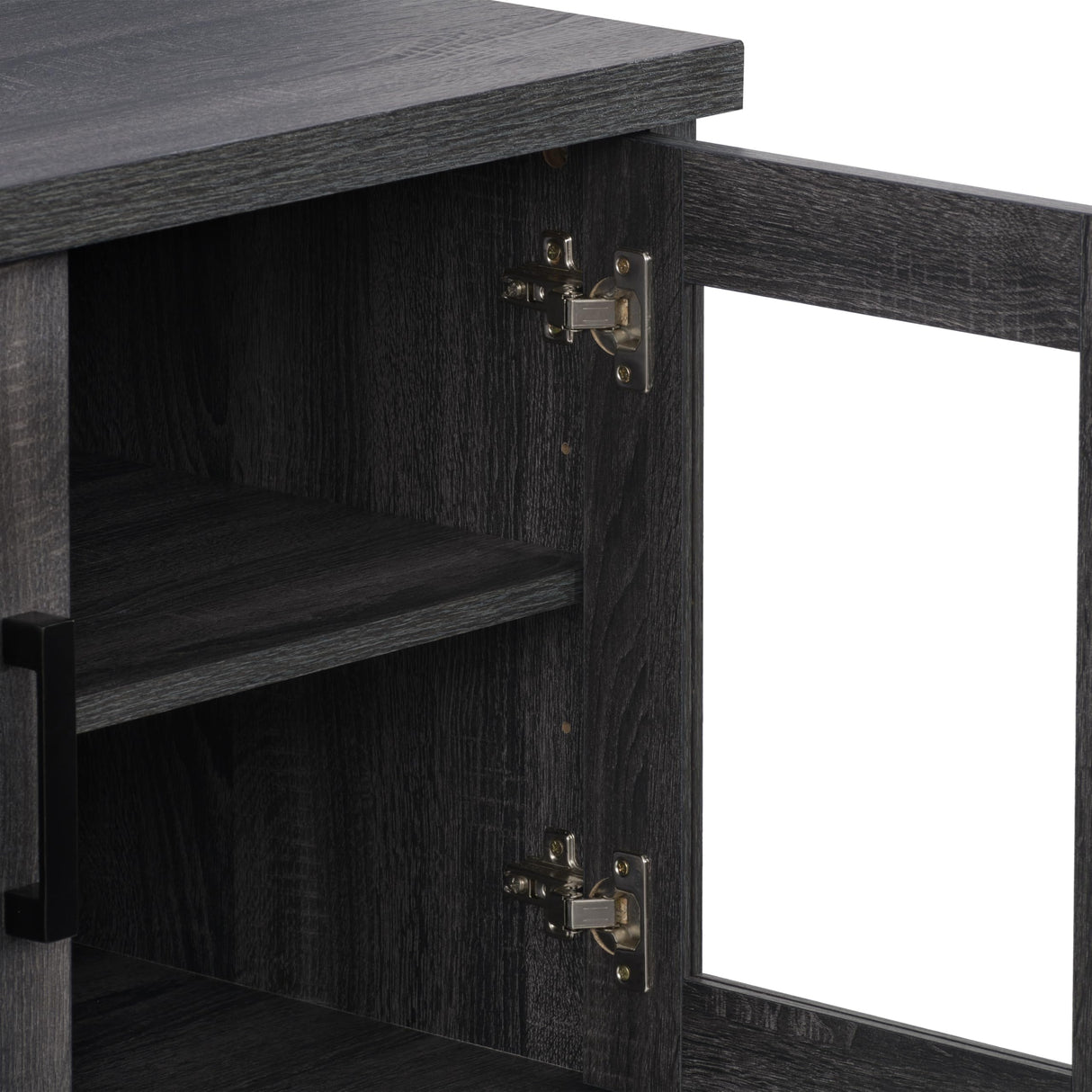 CorLiving Dark Gray Engineered Wood TV Stand w/Glass Cabinets for TVs up to 95" CorLiving