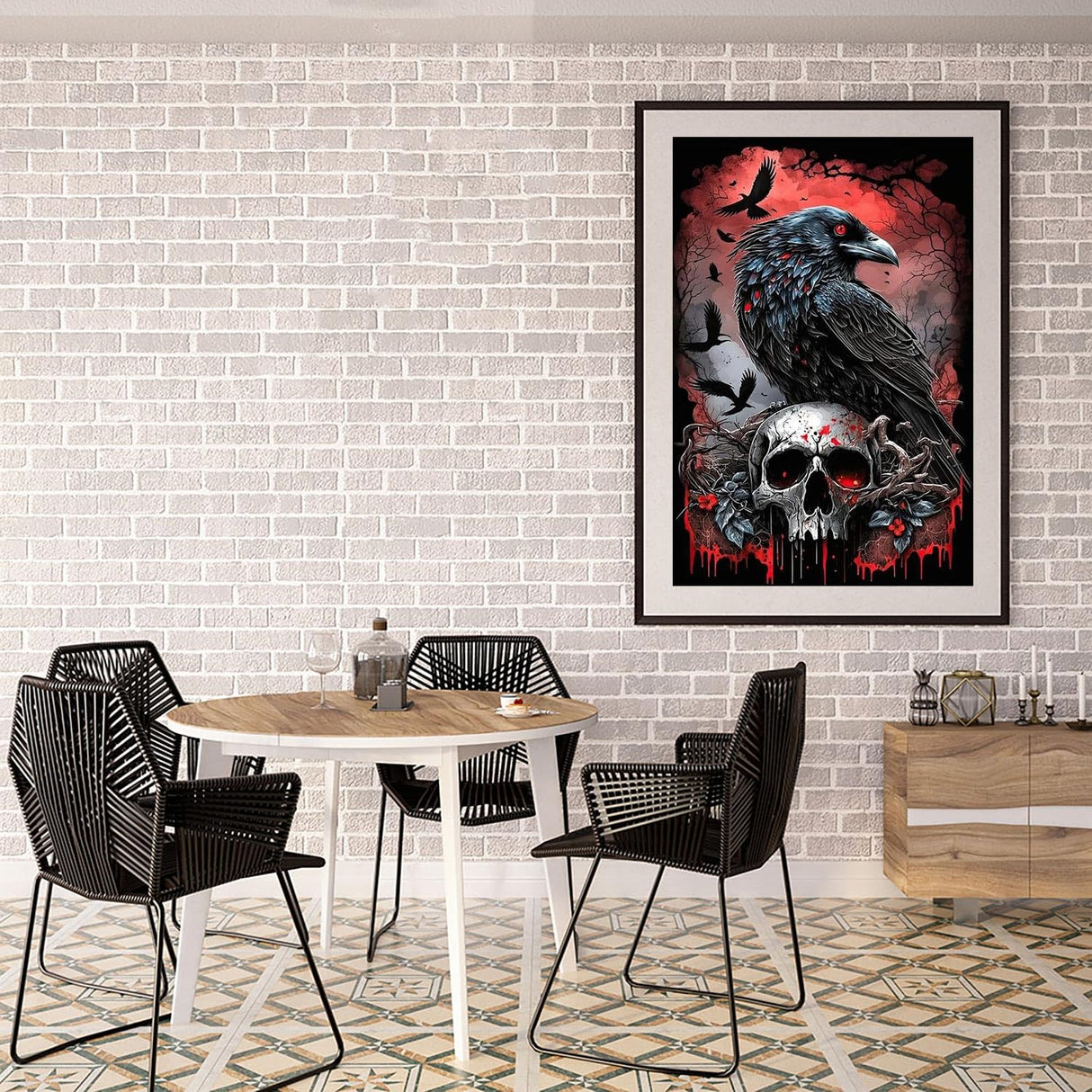 Mrnsiet Halloween Diamond Painting Kits for Adults, 5D Crow Diamond Painting for Beginner, DIY Full Drill Skull Diamond Art Kits for Home Wall Decor 12 x 16 Inch Mrnsiet