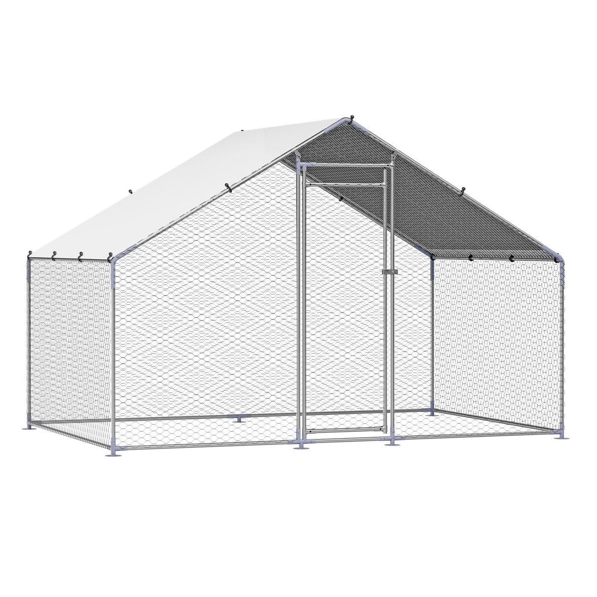 VEVOR Large Metal Chicken Coop with Run, Walkin Chicken Coop for Yard with Waterproof Cover, 6.5 x 9.8 x 6.5 ft, Spire Roof Large Poultry Cage for Hen House, Duck Coop and Rabbit Run VEVOR