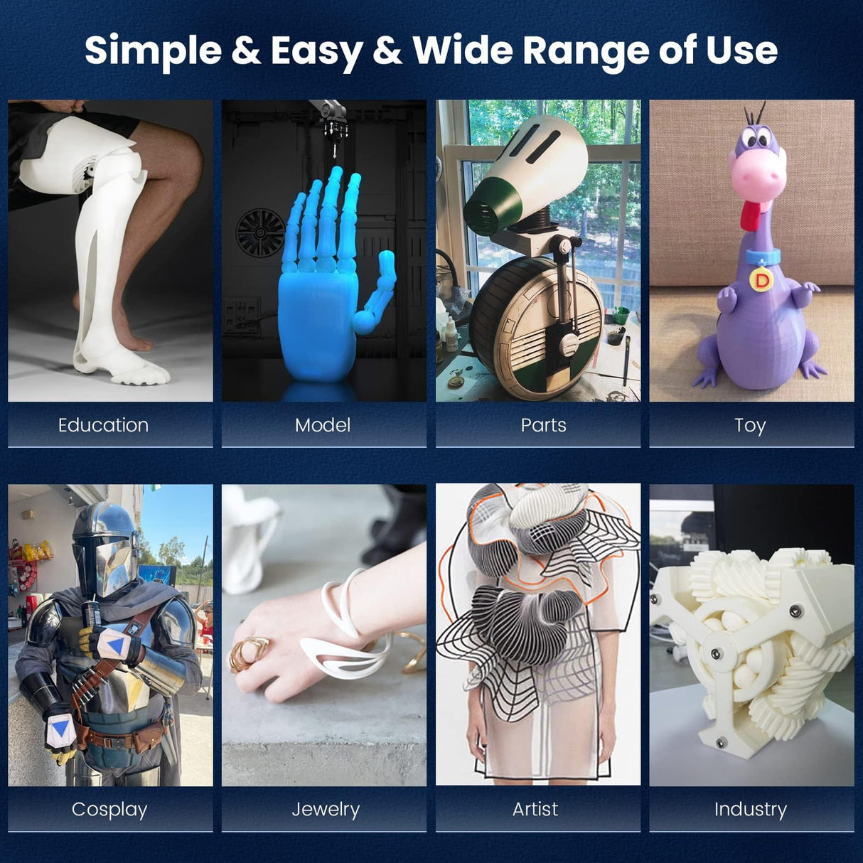 SUNLU High Speed PLA Filament Mini Pack, 30mm/s - 600mm/s Print Range, High Flow Speedy 3D Printer PLA Filament Bundle, 250g/Spool, Black+White+Green+Blue+Red+Orange+Yellow+Pink SUNLU