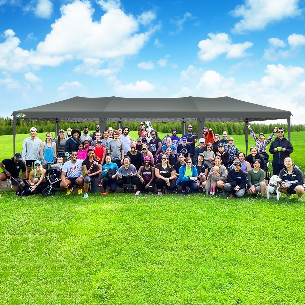 COBIZI 10x30 Pop up Canopy Tent for Parties with 8 Removable Sidewalls, Waterproof UPF 50+ Commercial Event Tent, Protable Outdoor Canopy with 4 Sandbags for Wedding, Backyard(10x30FT, Gray) COBIZI