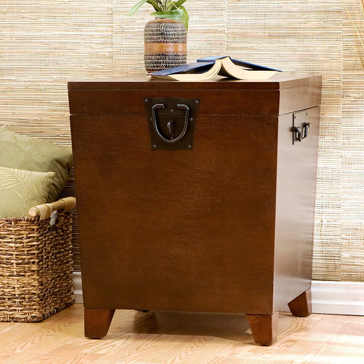 SEI Furniture Pyramid Storage Trunk End Table, Espresso SEI Furniture