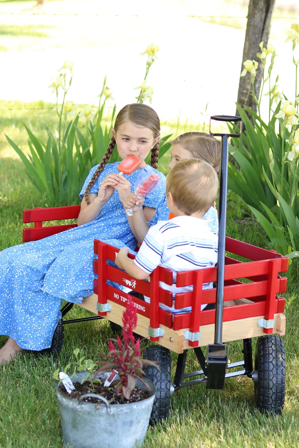 Berlin Flyer Sport Kid's Wagon - Model F410 - Amish Made in Ohio, USA - 10" No-Flat Tires (Red) premier wagons