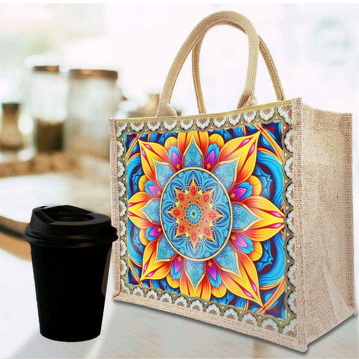 Generic 5D Diamond Art Painting Tote Bag Kit, DIY 5D Diamond Art Painting Handbag Kits, Diamond Art Painting Bag, (Single Side Dot Diamond) (#07-Mandala) WoodArtSupply