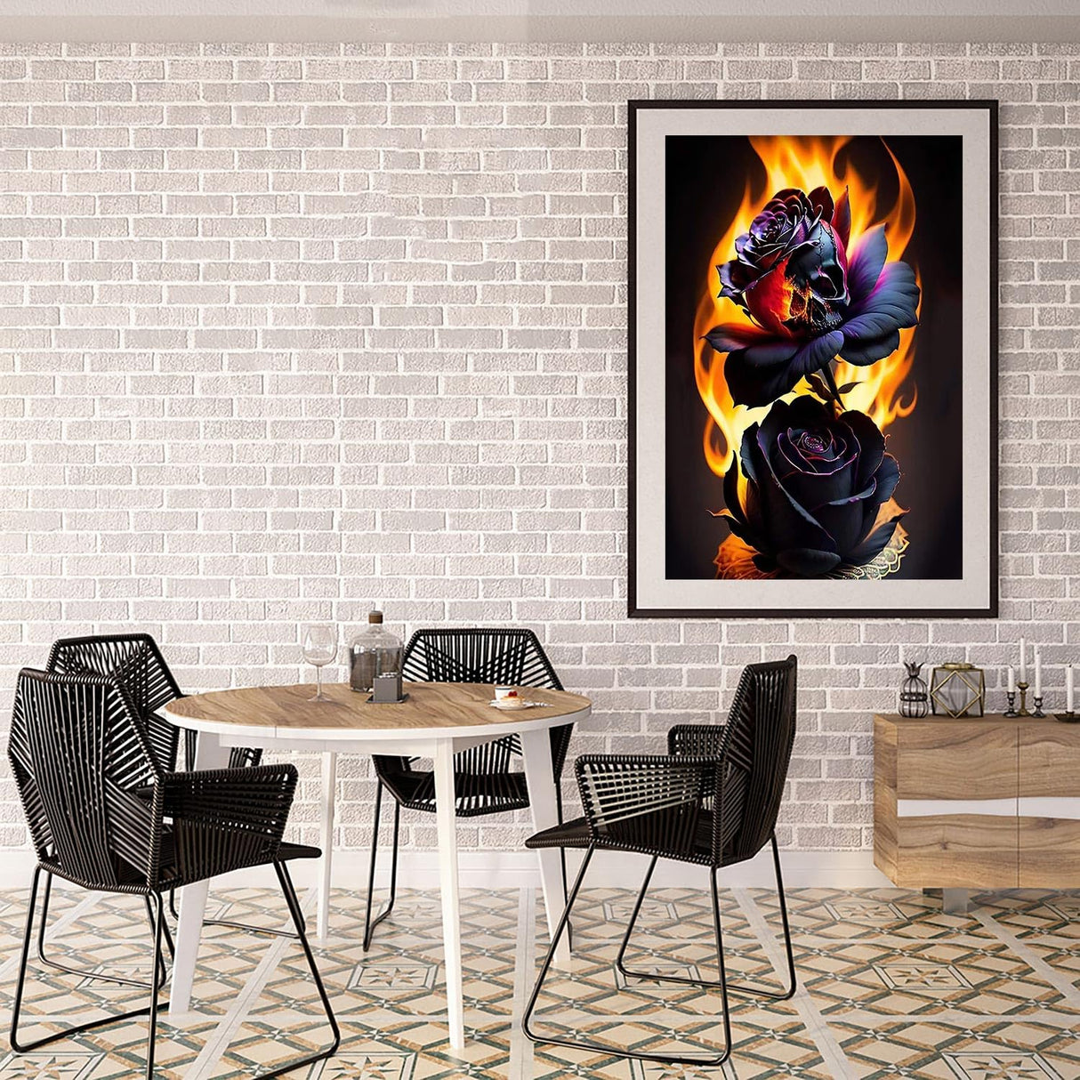 nekpiahu SkullFlower Diamond Art Painting Kits for Adults,Flowers Diamond Painting Kits for Beginners 5D Skull Full Drill Diamond Dots,Fire Gem Art Crafts for Adults Wall Decor 12x16inch nekpiahu