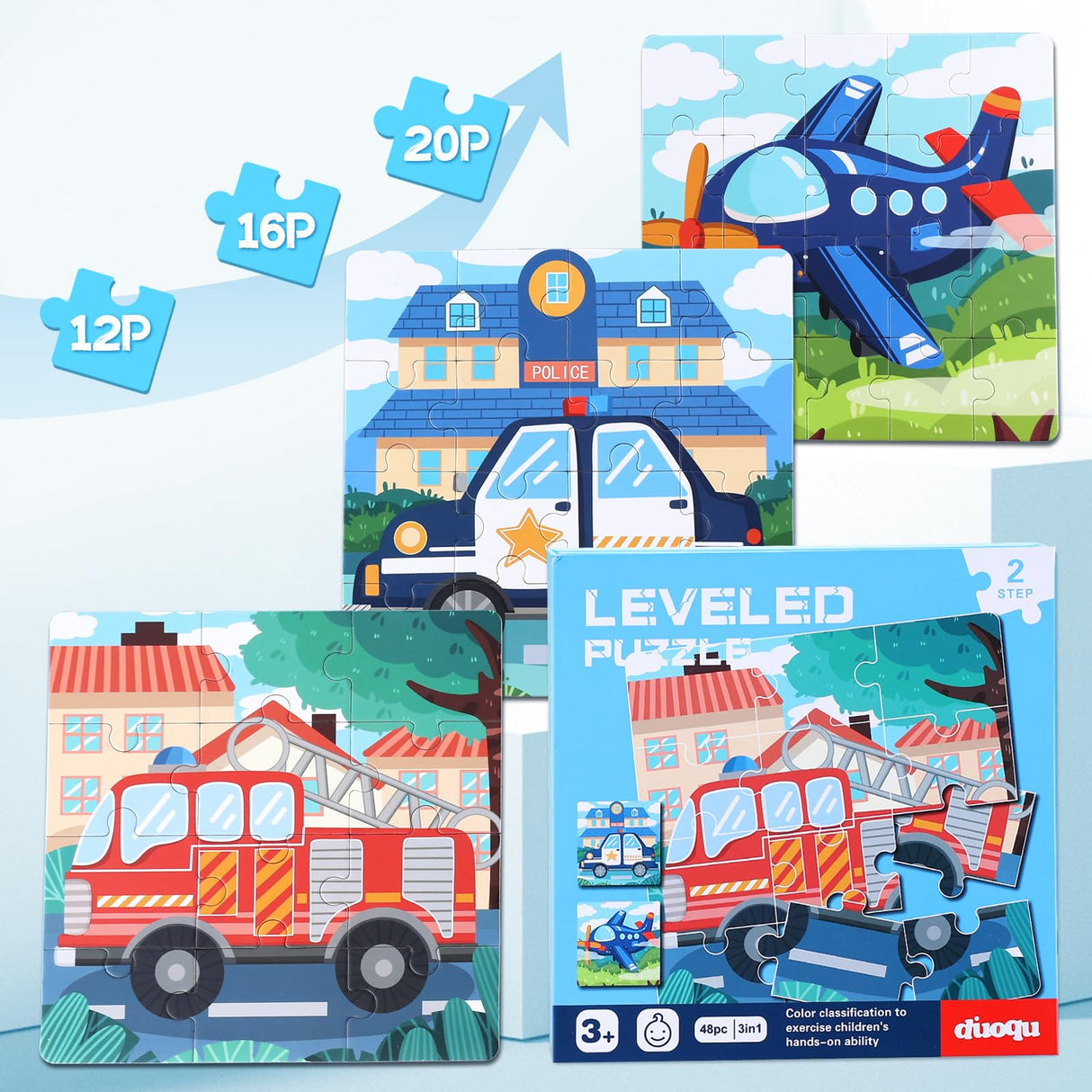 Magnetic Puzzles for Kids Ages 3-5, 3 in 1 Vehicle Toddlers Magnet Jigsaw Puzzle Book, Kids Travel Road Trip Puzzle Toys for Boys and Girls Ages 4-8 (Vehicle(12-16-20)) BBtinker