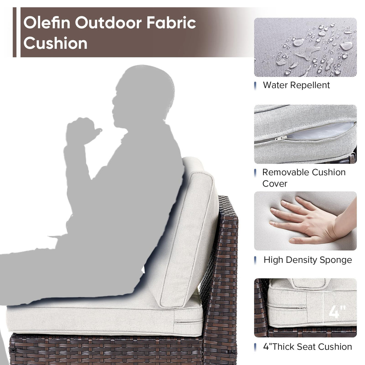 HUMMUH 6 Pieces Patio Furniture Set with Fire Pit,Outdoor Modular Sectional Loveseat Chairs with Table,All Weather PE Wicker Patio Conversation Sets for Deck Porch Backyard HUMMUH