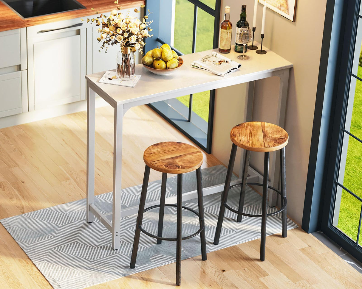 ODK 47 inch Bar Table, Bar Height Pub Table, Counter Height Bar Table, Rectangular High Top Kitchen & Dining Counter Tables with Sturdy Legs & Easy-to-Clean Top, Indoor use, White ODK