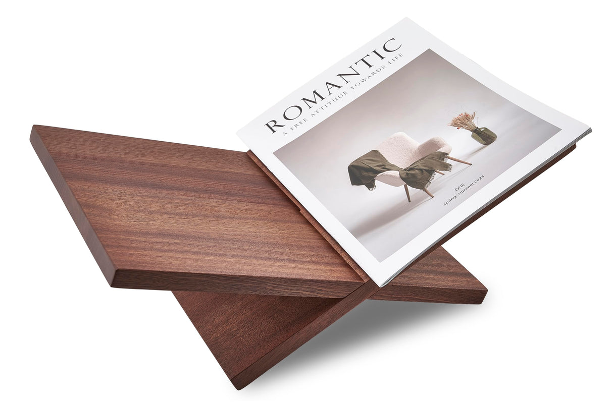 Honygebia Solid Wood Book Stands - Cross Frame Sapele Wooden Book Holder, Open Bookstand for Display and Reading, Suitable for Art, Bible, Cookbook, Easel, Magazine, Textbooks Honygebia