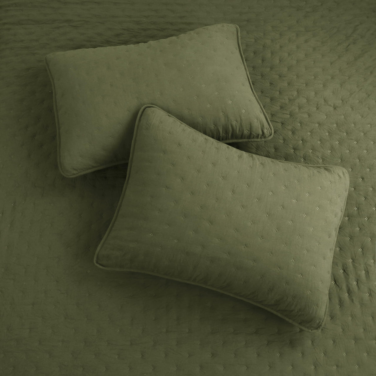 Olive Green Cloud King Size Quilt Bedding Sets with Pillow Shams, Farmhouse Lightweight Soft Bedspread Coverlet, All Season Rustic Country Thin Comforter, 3 Pieces, 104x90 inches ROARINGWILD