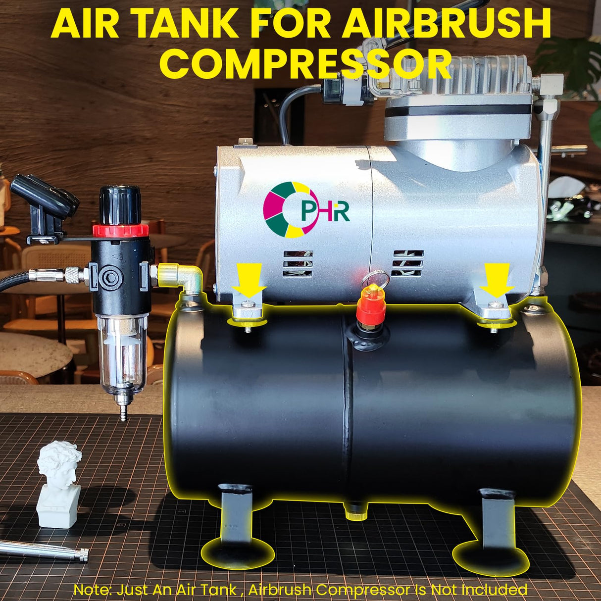 OPHIR 3L Air Tank Kit with Adapters Tube for DIY Airbrush Compressor, Black Air Tank Conversion Kit for Hobby Model Air Compressor Storage Tank OPHIR