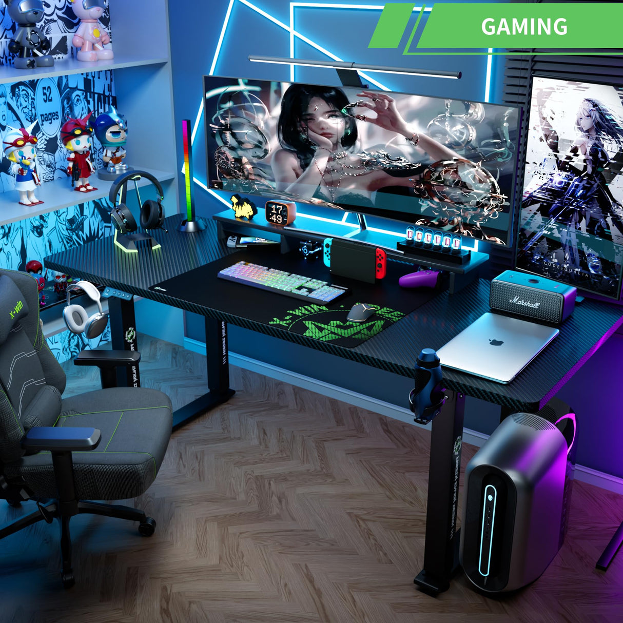 Klobel X-Win Electric Height Adjustable Standing Desk, 71" x 31.5" Inch 4-Leg Ergonomic Sit to Stand Desk, Powerful Dual Motor Work Desk with Locking Klobel