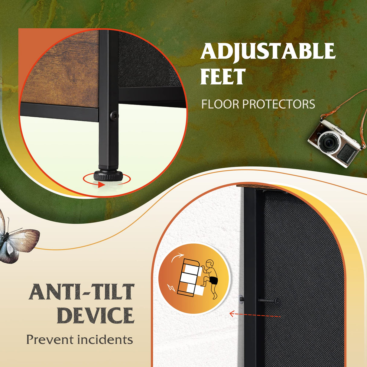 WLIVE Tall Dresser for Bedroom with 13 Drawers, Storage Dresser Organizer Unit, Fabric Dresser for Bedroom, Closet, Chest of Drawers, Steel Frame, Wood Top, Rustic Brown Wood Grain Print WLIVE