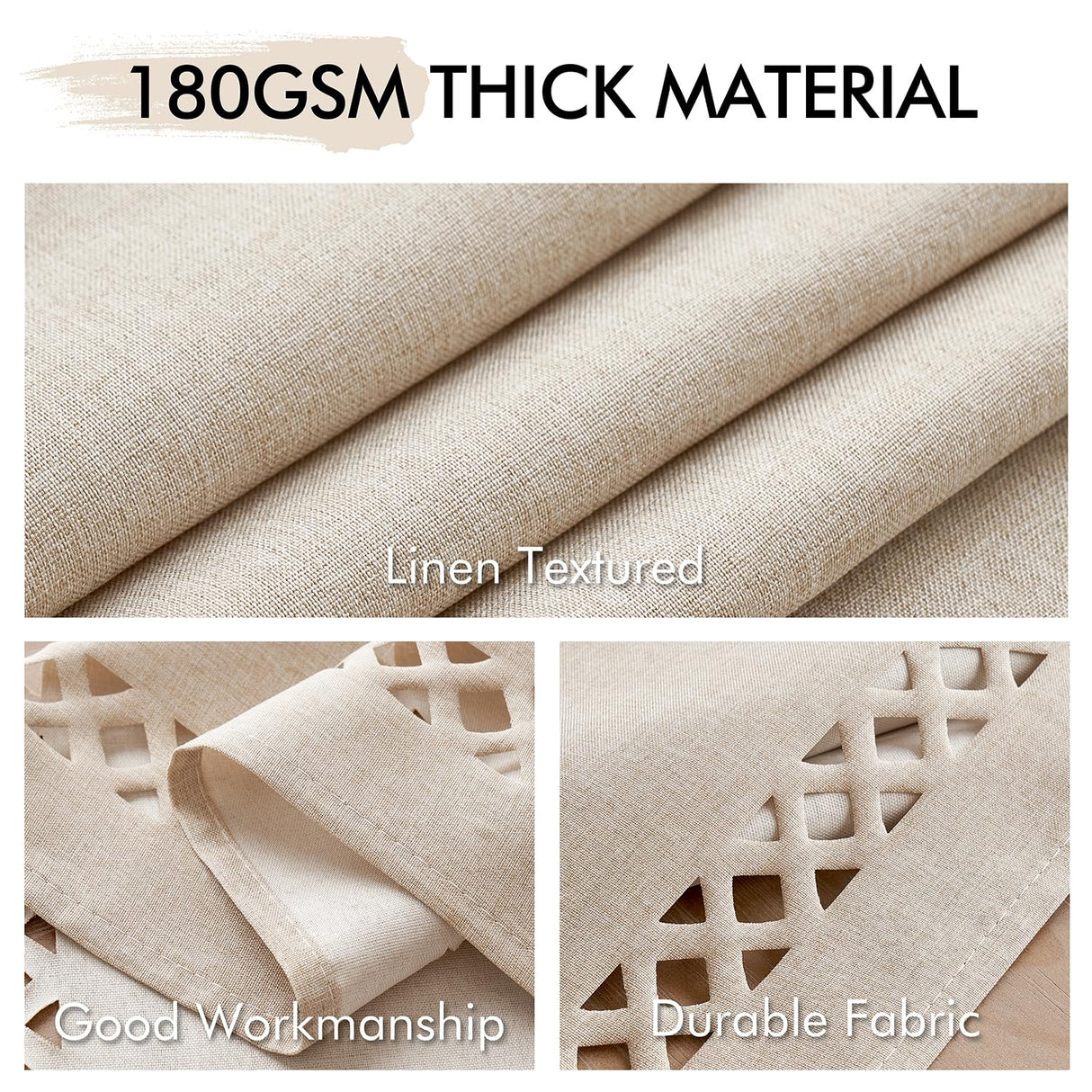 MIULEE Natural Thick Polyester Linen Rectangle Tablecloth with Decorative Cutouts Waterproof Stain and Wrinkle Resistant Table Cloth Farmhouse Table Cover for Thanksgiving Dining Party, 55 x 120 inch MIULEE