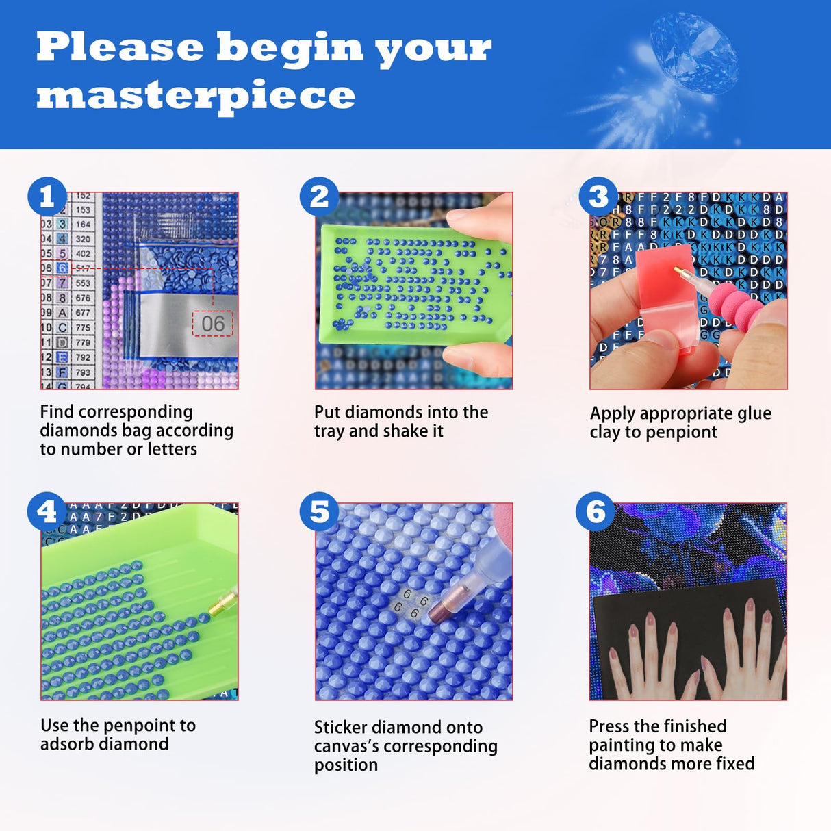 DOMROM White Tiger Diamond Painting Kits for Adults, Tiger Full Drill Diamond Dots Paintings for Beginners, Round 5D Paint with Diamonds Pictures Gem Art Painting Kits DIY Crafts Kits 12x16 inch DOMROM