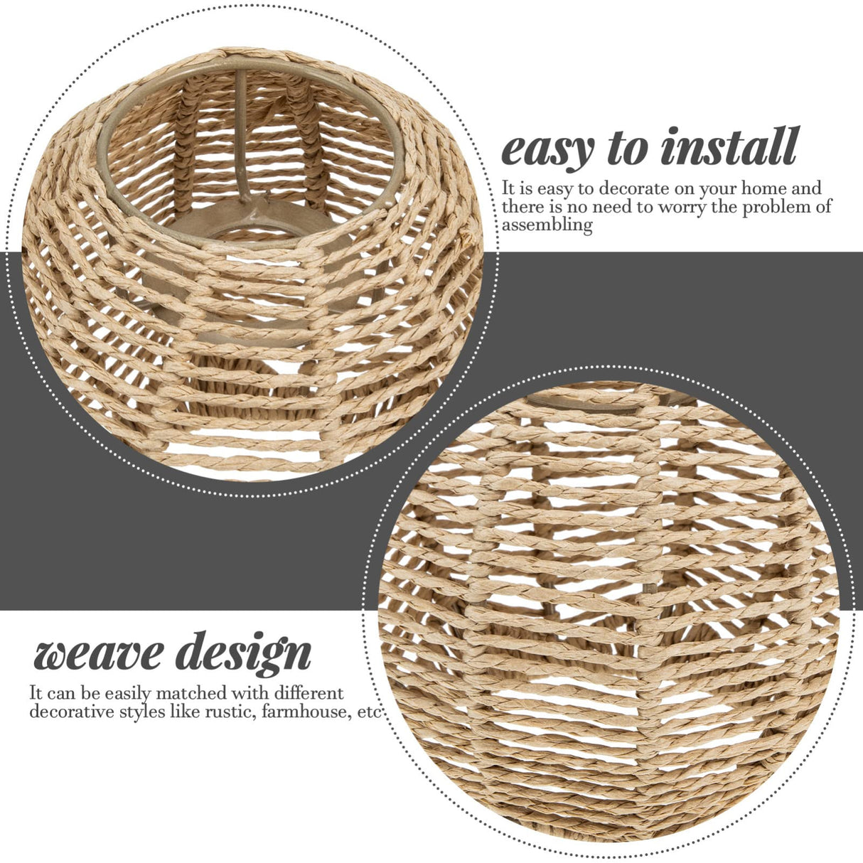 4Pcs Rattan Lamp Shade, Woven Pendant Lamp Shade, Wicker Drum Lamp Shade, Small Woven Lampshade for Floor Lamps, Pendant Light, Chandelier, Desk lamp, Wall Sconces Light Fixture Replacement STOBAZA