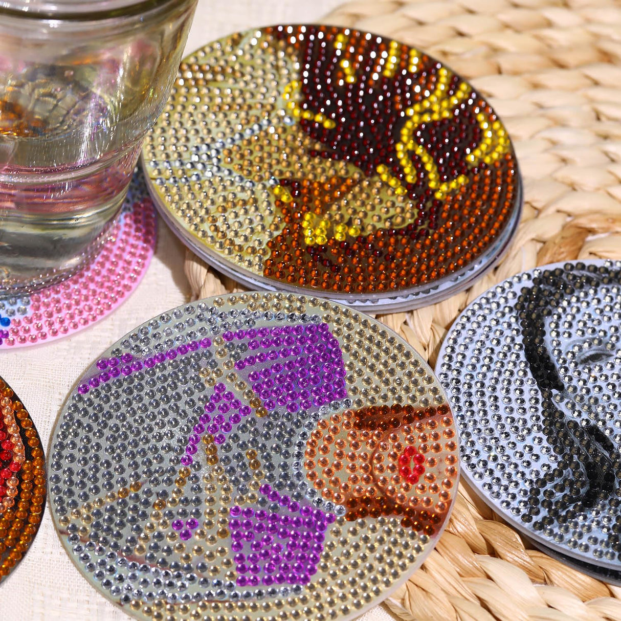 8 PCS Singer Diamond Art Coasters Kits, Pop Star Diamond Painting Coasters with Holder Set of 8, DIY Drink Coasters Art Crafts Supplies for Adults Cup Mat for Home Decor House Warming Gifts Non-Slip YSUNETER