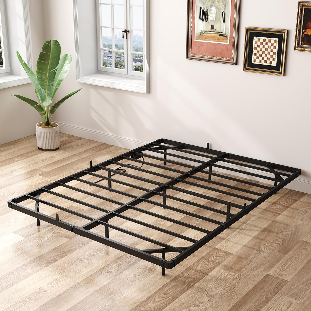 Gadroad Floating Bed Frame Queen Size with LED Lights & Charging Station, Platform Bed with Metal Slats Support, Heavy Duty Mattress Foundation/No Box Spring Needed/Noise Free/Easy Assembly (Queen) Gadroad