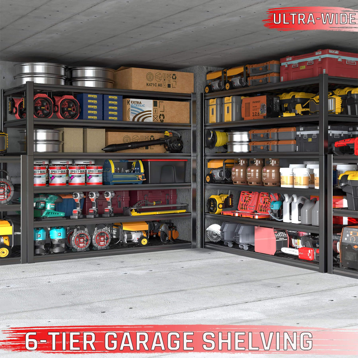 PMKES 60" W Garage Shelving Heavy Duty, 6 Tier Garage Shelves, 60" W x 84" H x 24" D Adjustable Storage Shelving Unit, Commercial Metal Shelves for Warehouse, Pantry, Shop PMKES