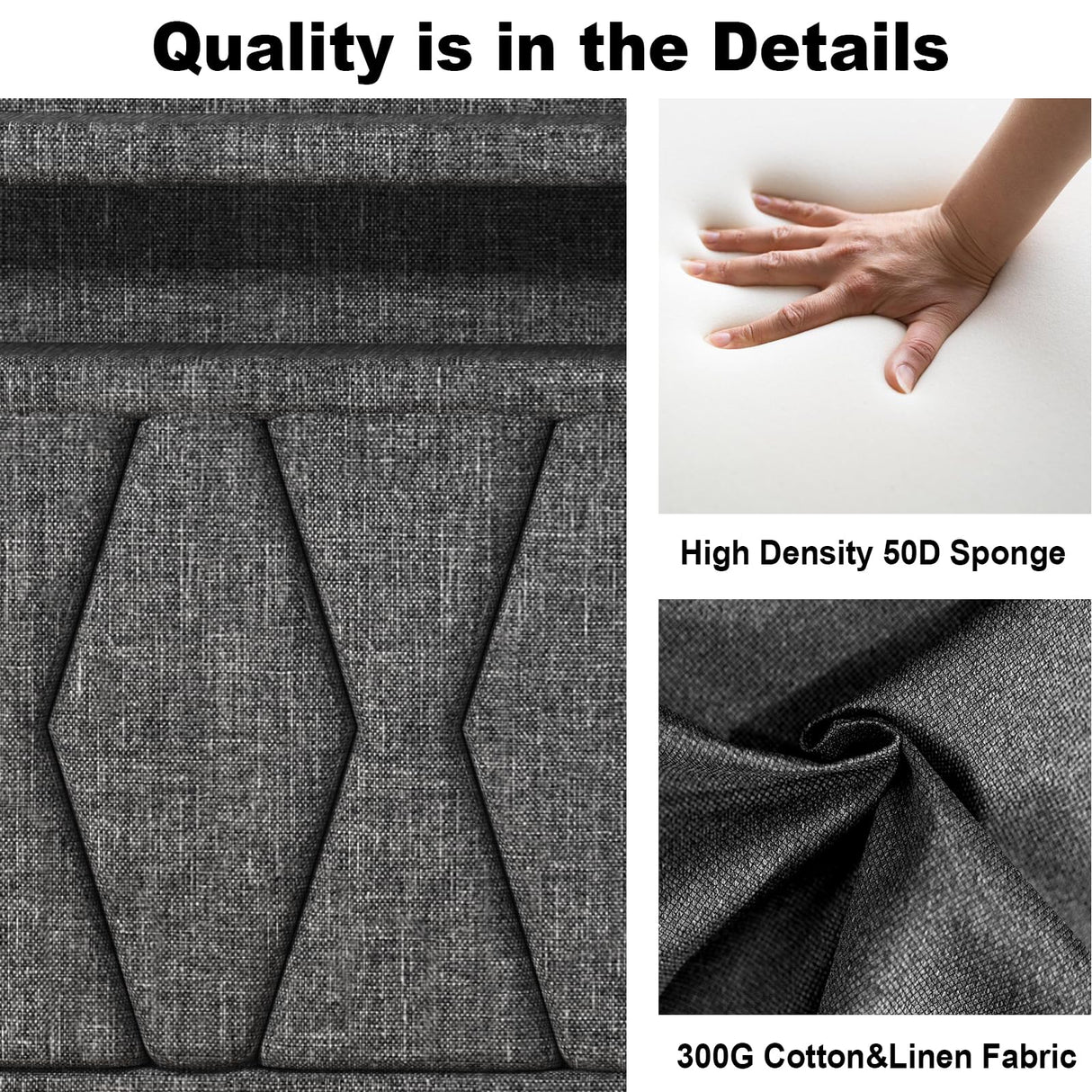 King Size Bed Frame and 2-Tier Headboard, Upholstered Led Bed Frame with 4 Storage Drawers, Led Light and Charging Station, Wooden Slats Support, No Box Spring Needed, NO Noise, Easy Assembly EasyCom