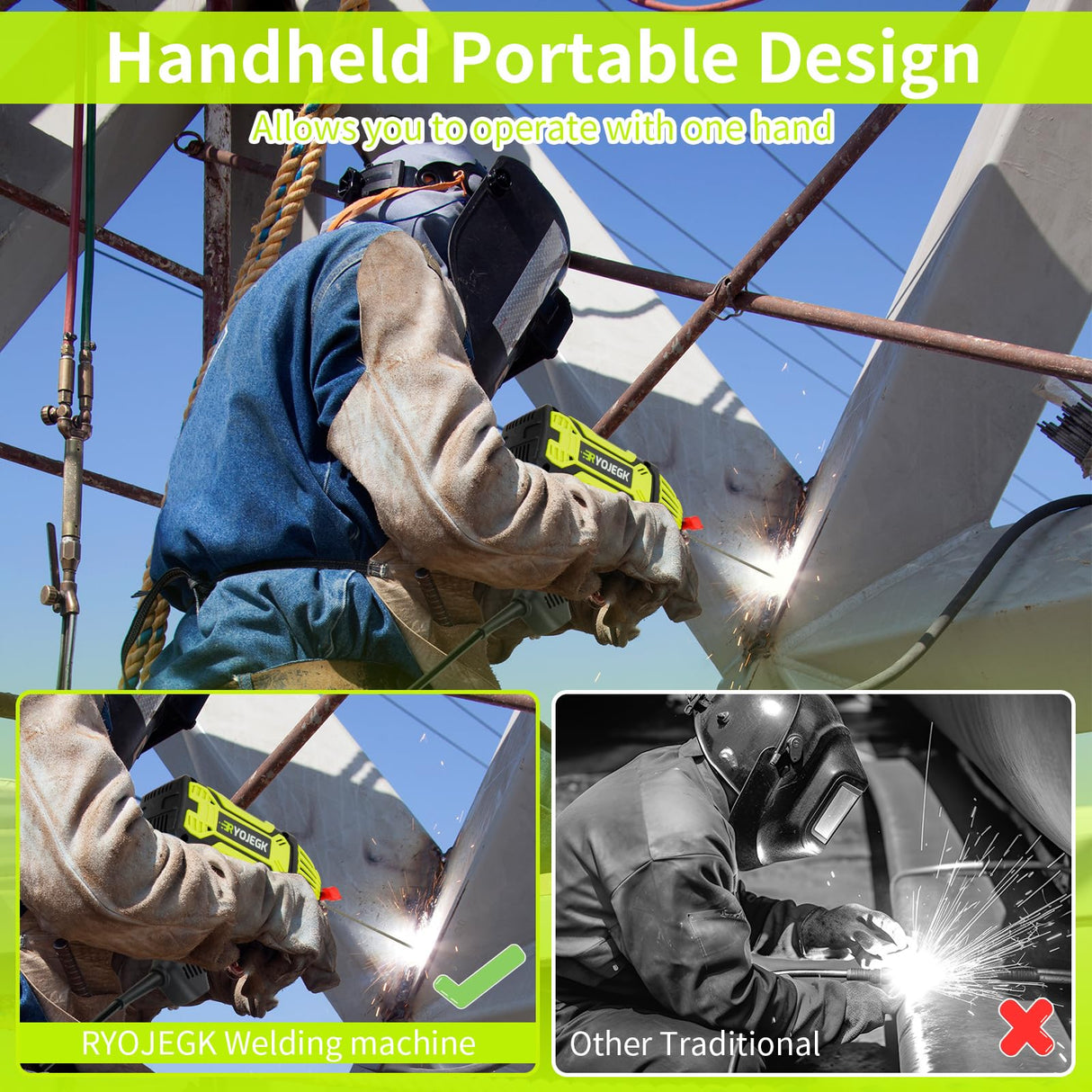RYOJEGK 20-200A Portable Welding Machine 110V, Handheld Variable Current Adjustment MMA ARC Welder Machine With Display & IGBT Inverter, Soldadoras Portátiles Para for 1/16''-1/8'' Welding Rod RYOJEGK