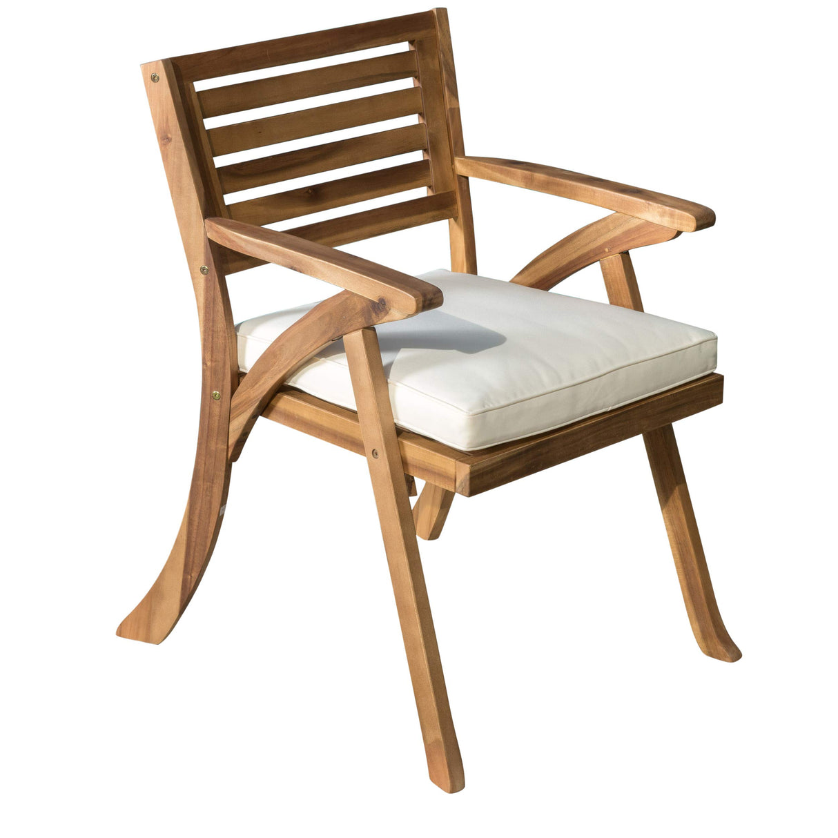 Christopher Knight Home Hermosa Outdoor Acacia Wood Arm Chairs, 2-Pcs Set, Teak Finish / Cream Christopher Knight Home