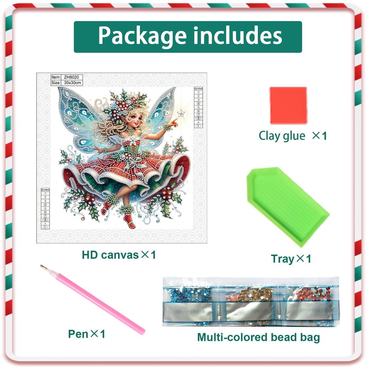 Diamond Art Painting Kit for Adults, 5D Special Shape Diamond Art Kits for Beginners, Crystal Rhinestones Diamond Painting for Home Wall Christmas Decoration Gift 12×12 inch, Christmas Butterfly Fairy AiYuanzsh