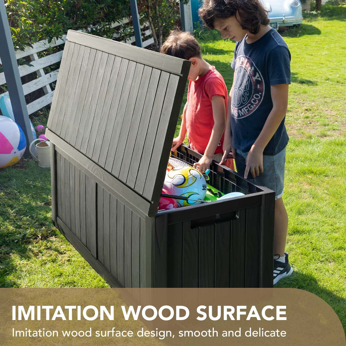 Devoko 120 Gallon Resin Deck Box Waterproof Indoor Outdoor Storage Box Lockable Large Storage Container for Patio Furniture Cushions, Pool Toys and Garden Tools Devoko