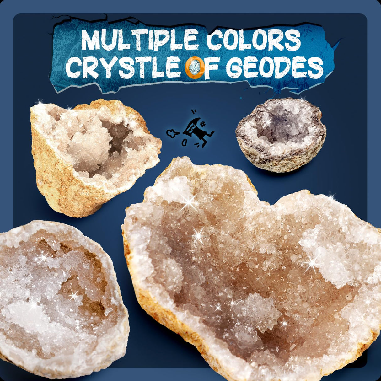 EDUMAN Geodes with Crystals Break Open 10 Premium Geode Kit - Geology Geodes Crystal Science Kit - STEM Educational Toys Birthday Gifts for Boys and Girls (Potential for Coloured Geodes Crystals) EDUMAN