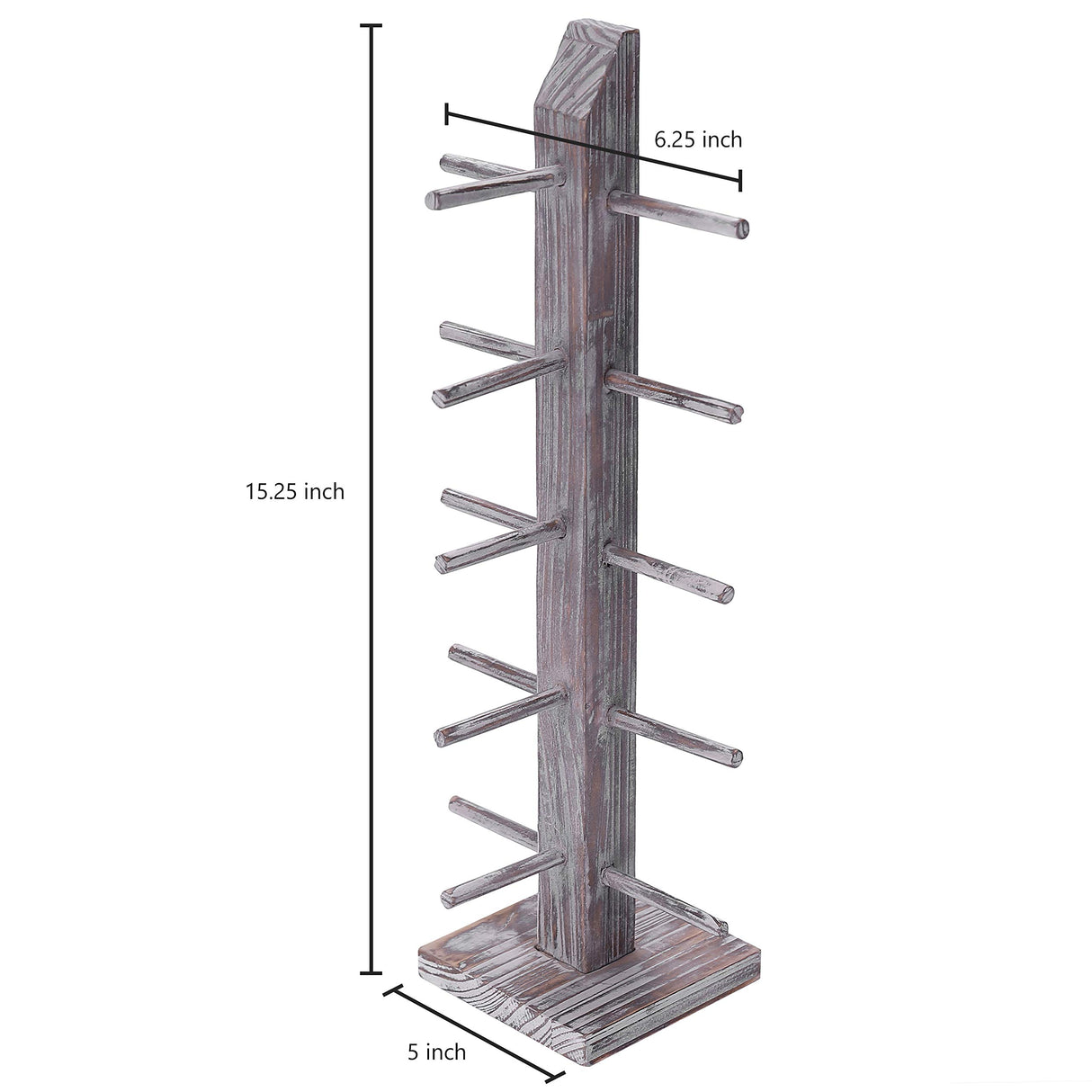 MyGift 5-Pair Barnwood Graywashed Wood Sunglasses and Eyewear Display Stand, Tabletop Multipurpose Keychain Storage Rack for Retail or Home Collection MyGift