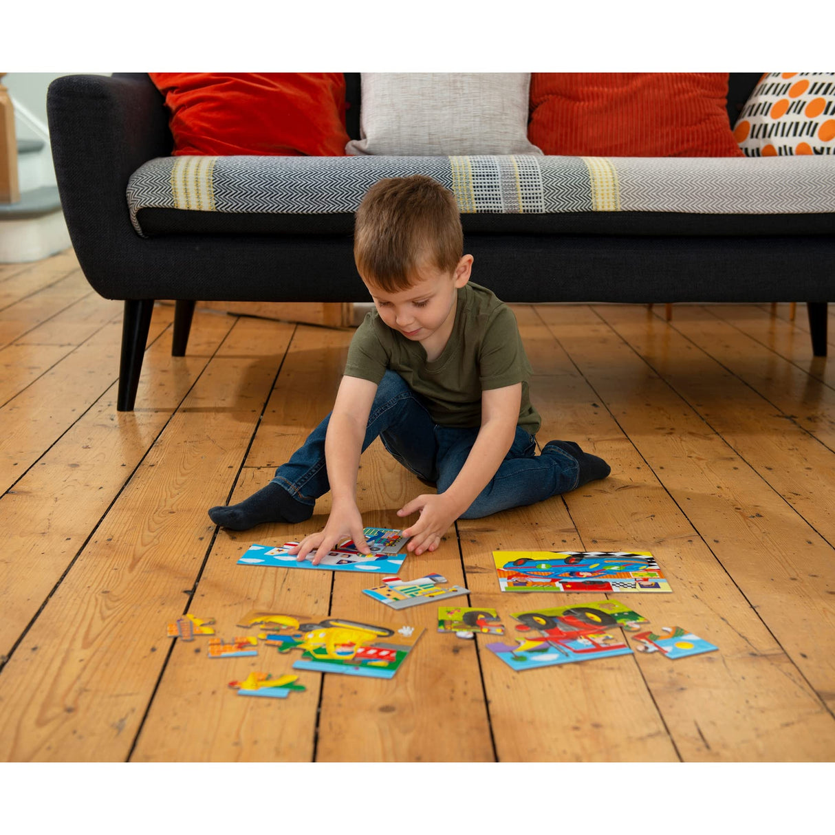 Galt Toys, 4 Puzzles in a Box - Vehicle Themed, Multi Sized/Piece Puzzles, Ages 3 Plus Years Galt