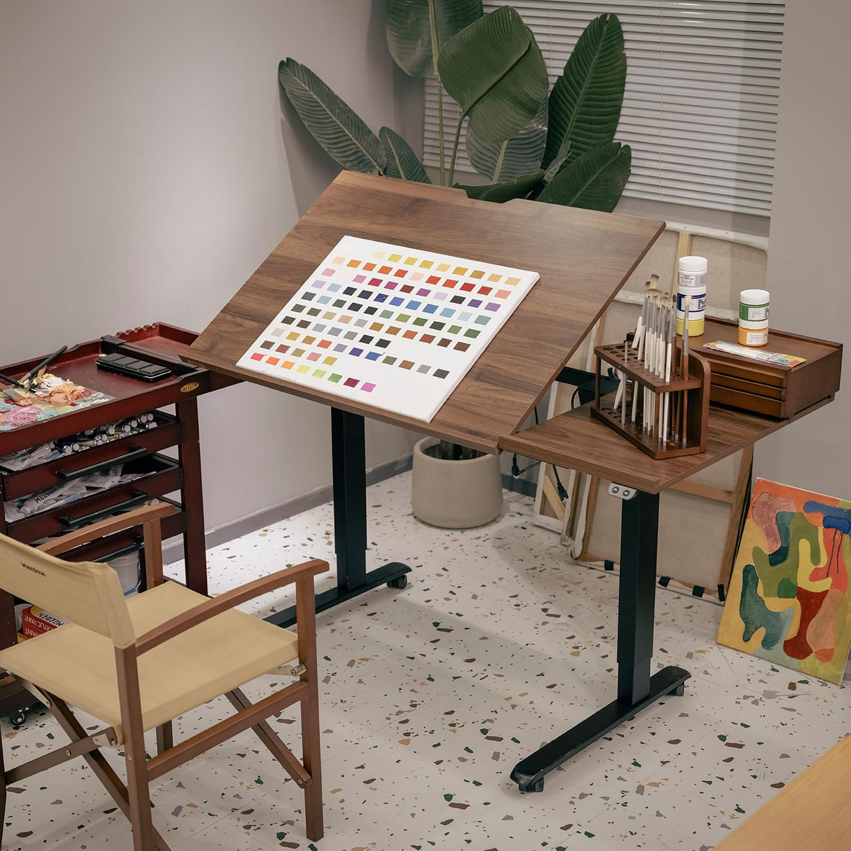 MEEDEN Electric Adjustable Drafting Table: 31"-52" Height Adjustable - Tiltable Tabletop Sit Standing Home Office Desk MEEDEN