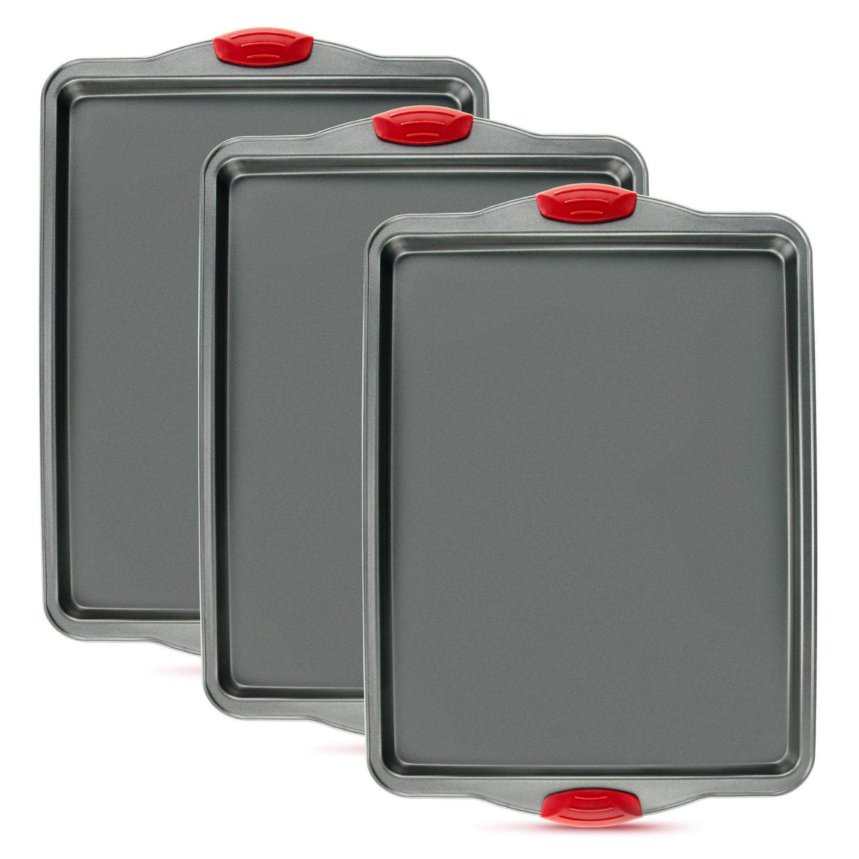 Premium Nonstick Baking Sheet Pans – Set of 3, Heavy-Gauge Carbon Steel, Warp, Dent, and Rust-Resistant – Gourmet Rimmed Half Cookie Sheet Trays, Non-Toxic for Exceptional Baking Performance Boxiki Kitchen