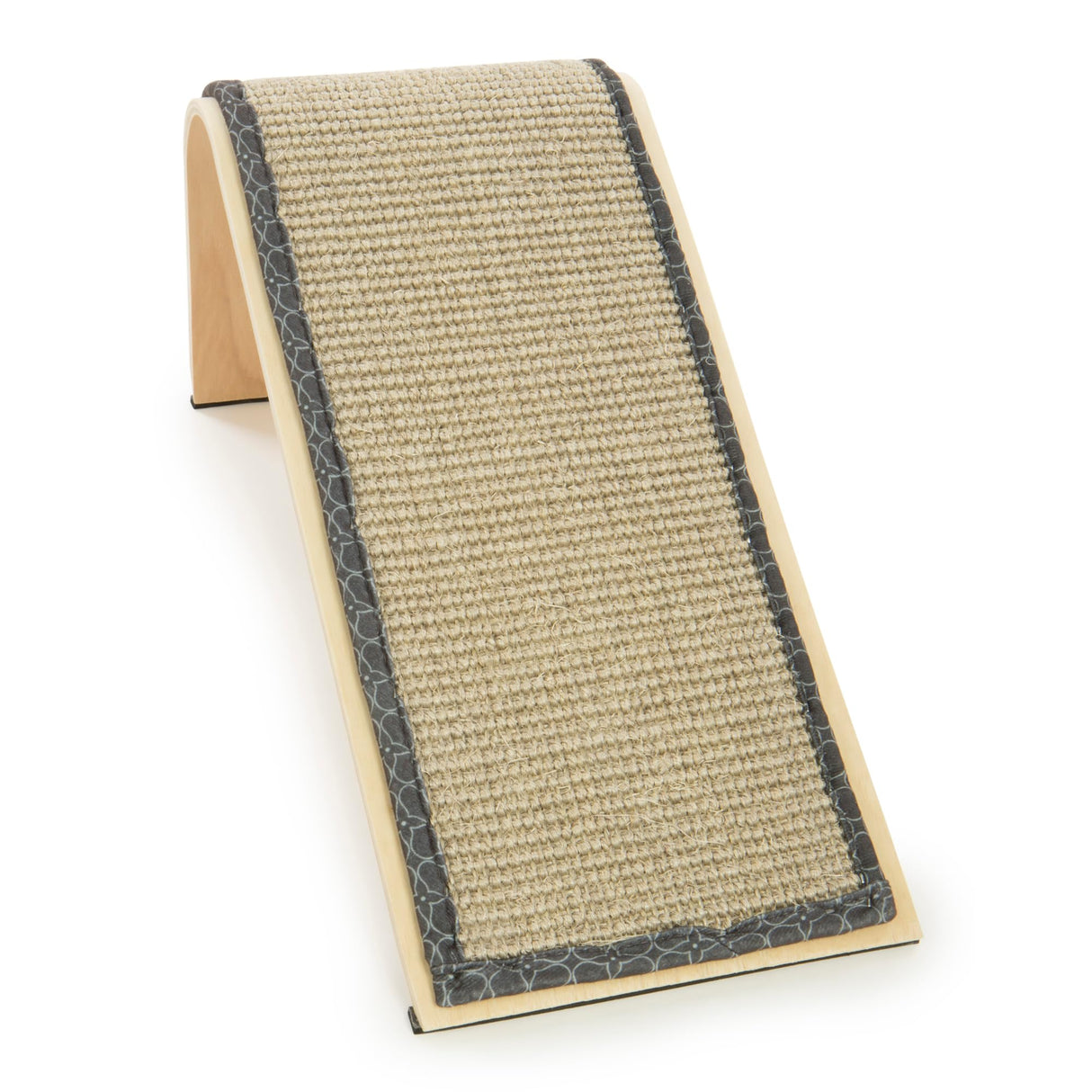SmartyKat Sisal Angle Ramp Cat Scratcher for Indoor Cats & Kittens, Durable Sisal & Wood Scratching Pad, Includes Catnip, Gray/Taupe SmartyKat