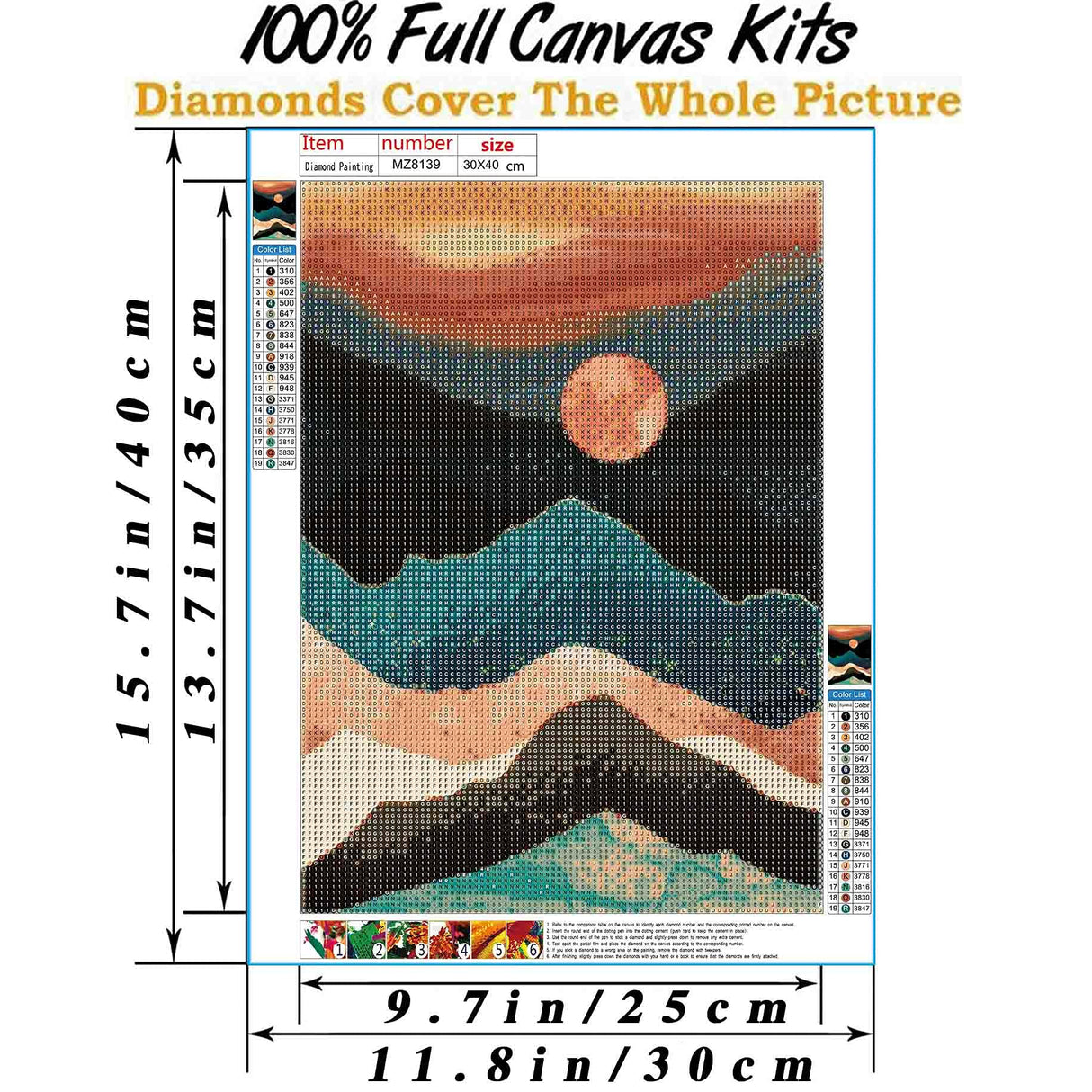 Hestarcul Diamond Painting Mountain Kit,Diamond Art Kits for Adults,Abstract Scenery Paint with Diamonds Round for Gift,Wall Decor(12x16) (Mountain) Hestarcul