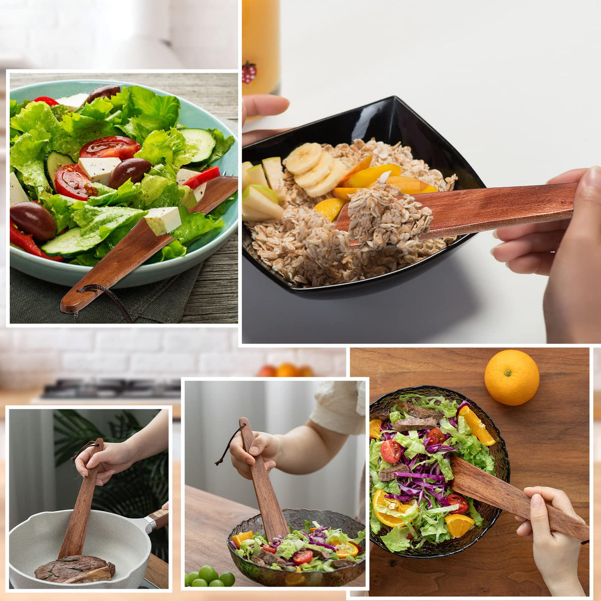 Yinkin 2 Pcs 9.8" Teak Wood Spatula for Cooking Flat Wooden Spatula Small Wooden Flipper Egg Scraper Iron Turner Wood Cooking Utensil for Kitchen Turning Flipping Serving Scraping Yinkin