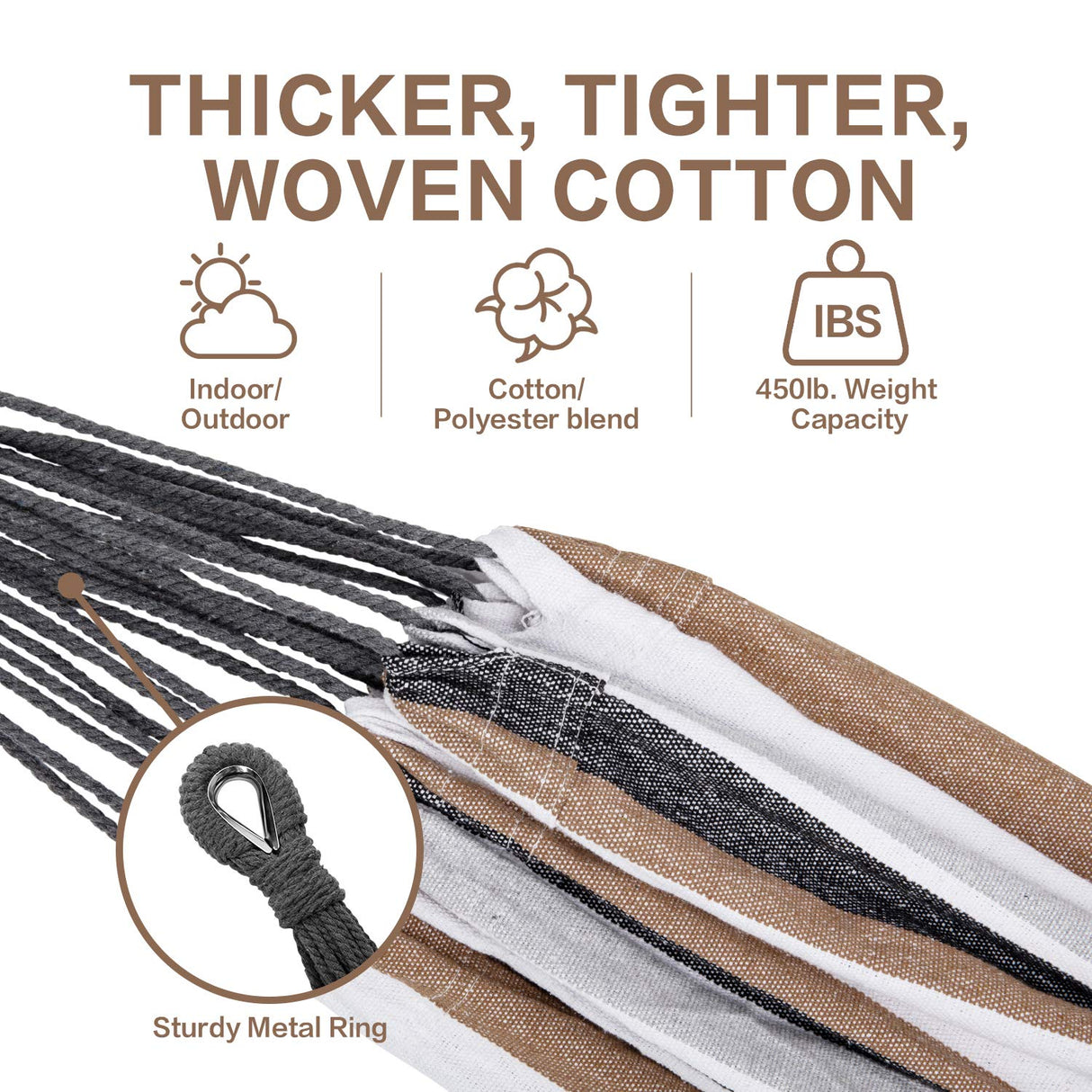 PNAEUT Double Hammock with Space Saving Steel Stand Included 2 Person Heavy Duty Outside Garden Yard Outdoor 450lb Capacity 2 People Standing Hammocks and Portable Carrying Bag (Coffee) PNAEUT