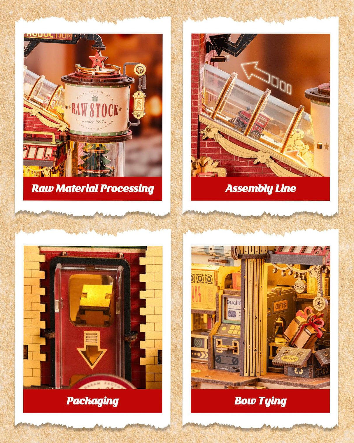 ROKR 3D Wooden Puzzle for Adult - Gift Factory Mechanical Model Kit with Music & Lights, 449pcs Adult Wooden Puzzles, DIY Building Toy for Teens & Adults ROKR