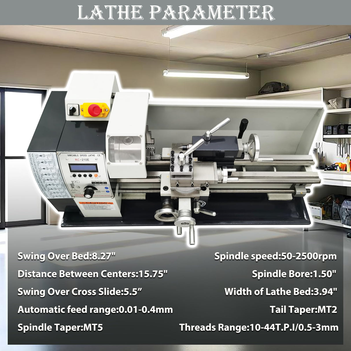 TECHTONGDA Metal Lathe 8X16” Precision Electronic Leadscrew Gearless Bench Lathe Automatic Switch Thread between Metric and Inch 1100W Brushless Motor DIY Mini Lathe TECHTONGDA