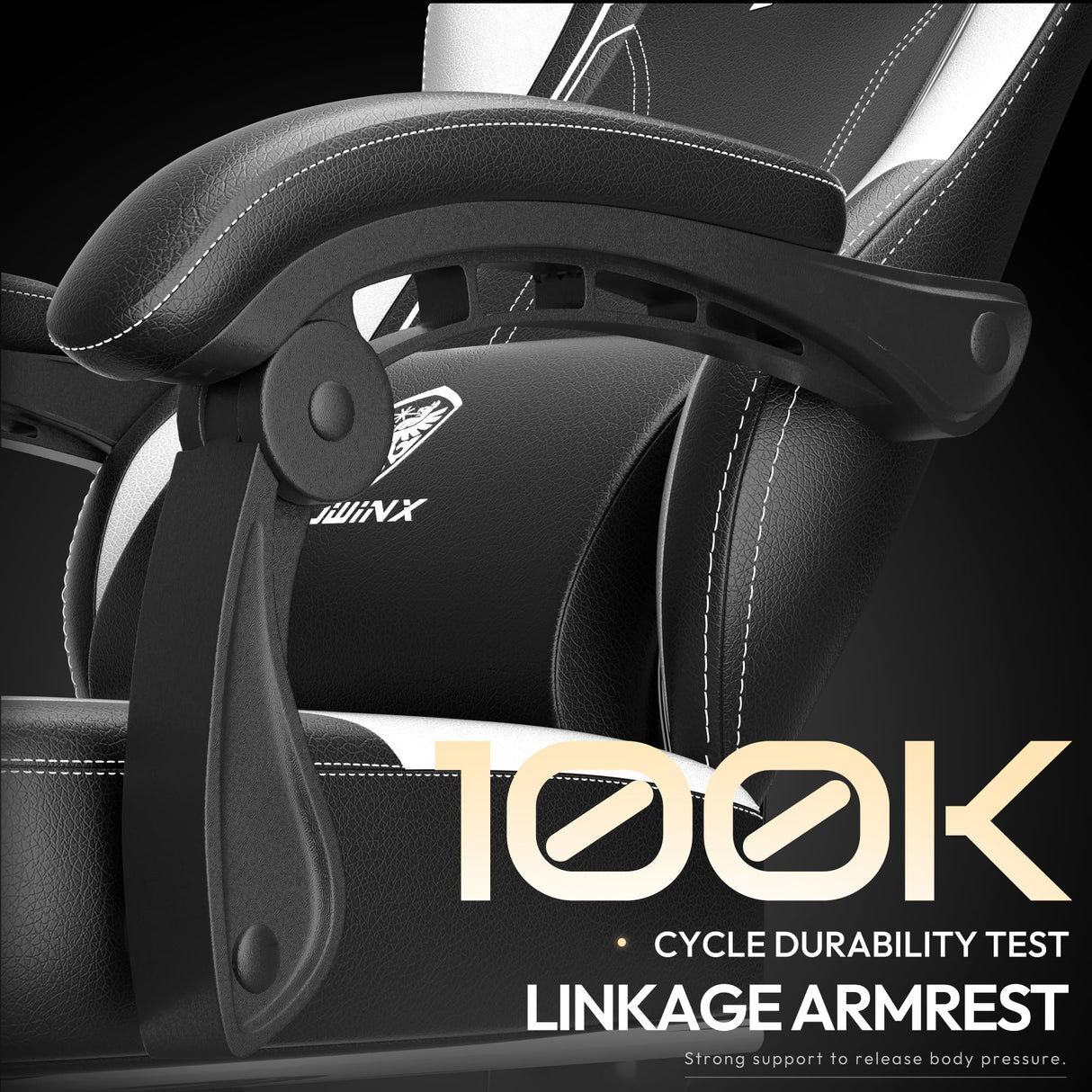 Dowinx Gaming Chair with Pocket Spring Cushion for Adults, Ergonomic Computer Chair with Footrest and Massage Lumbar Support, High Back Leather Game Chair for Office, Gaming, 300LBS, White Dowinx