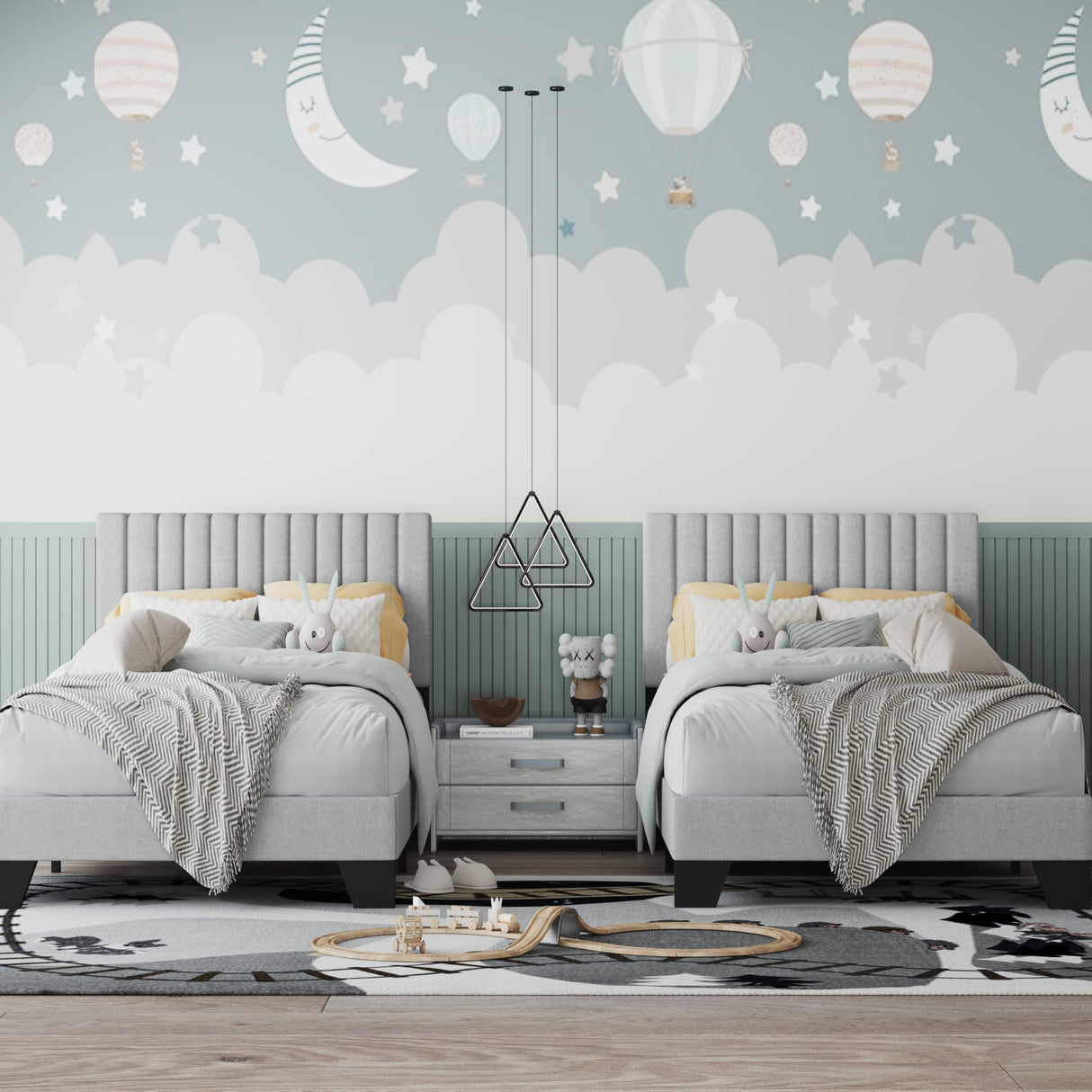 ZZBINUS Twin Size Bed Frame with Adjustable Tufted Headboard – Linen Upholstered Platform Bed, Sturdy Frame & Slats, No Box Spring Needed, Noise-Free, Easy Assembly (Gray, Twin) ZZBINUS