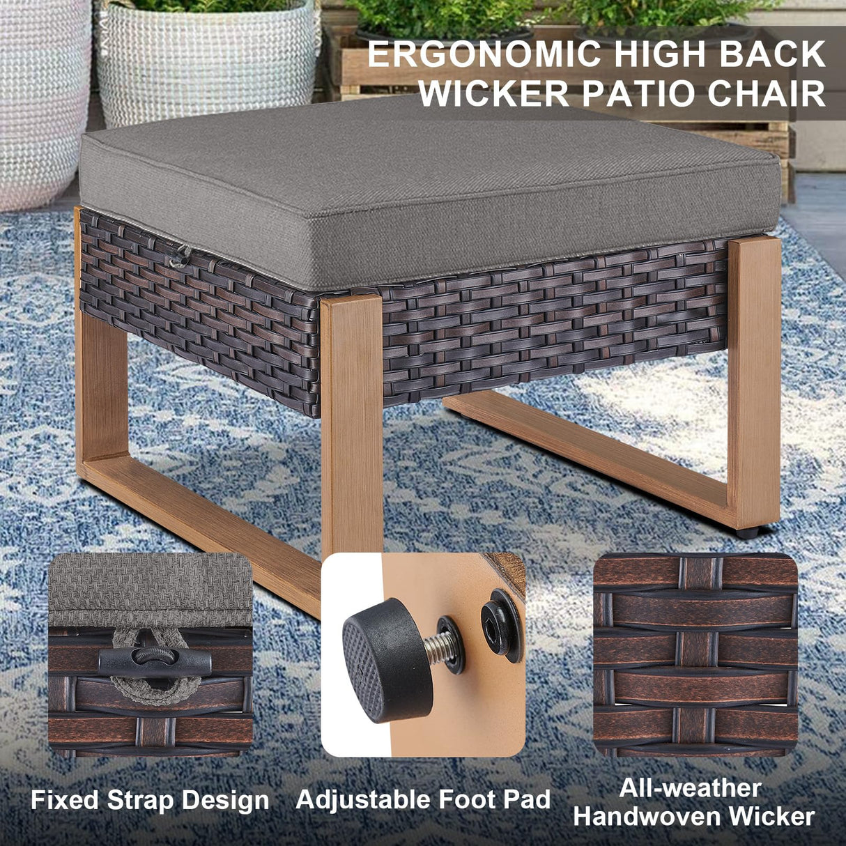 6 Piece Outdoor Patio Furniture Set with Propane Fire Pit Table, Wicker Patio Conversation Set with 2 Swivel Rocker Chairs Rattan Sofa and Removable 4" Thick Cushions for Deck Backyard Belord