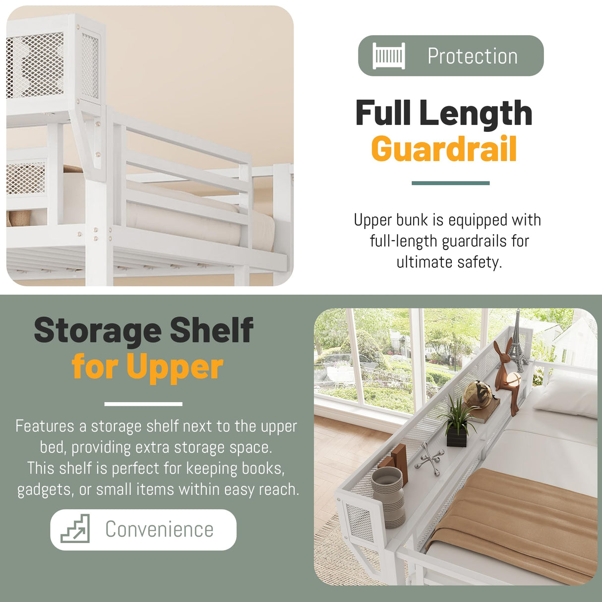 MoproBeti Twin Size Loft Bed with Stairs, Metal Loft Beds Twin with Storage Shelves, Adults Loft Bed with Wardrobe, Heavy Duty High Lofted Bed for Kids Teens,White + White Stair MoproBeti
