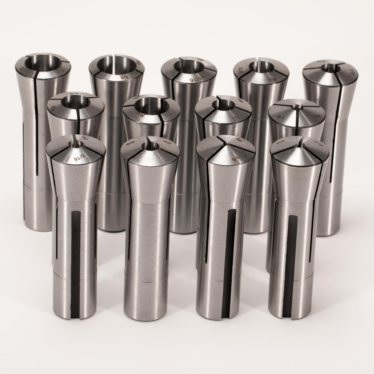 MACHALLY Precision R8 Collet Set, 13pcs, 1/8" to 7/8" Carbon Steel, Mill Collet Set, 0.0006" TIR, 7/16"-20 Thread, for Milling & Mill Chuck Holder MACHALLY