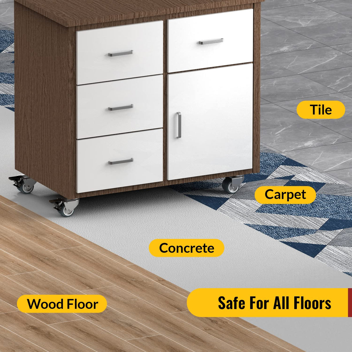 2 inch Swivel Caster Wheels Set of 4 - Heavy Duty Casters for Furniture - No Noise TPR Wheels - with Screws - Total Capacity 880 lbs (2 with Brakes) HOLKIE