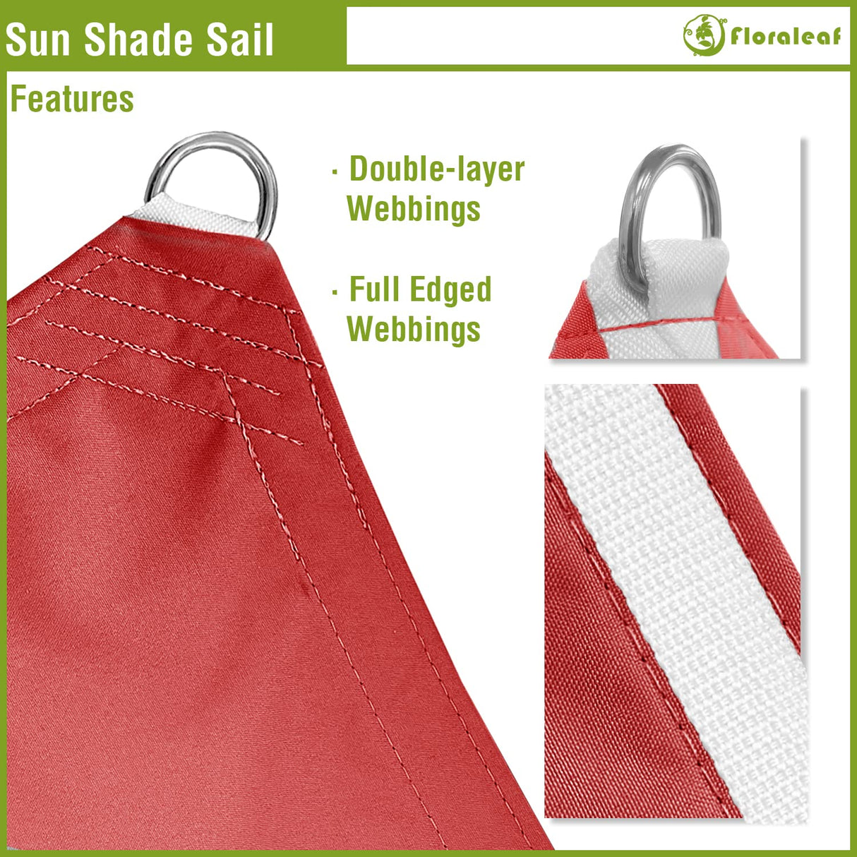 FLORALEAF Sun Shade Sail 15' X 22' Rectangular Waterproof Sun Sail UV Block Canopy for Outdoor Patio Lawn Garden Backyard, Red FLORALEAF