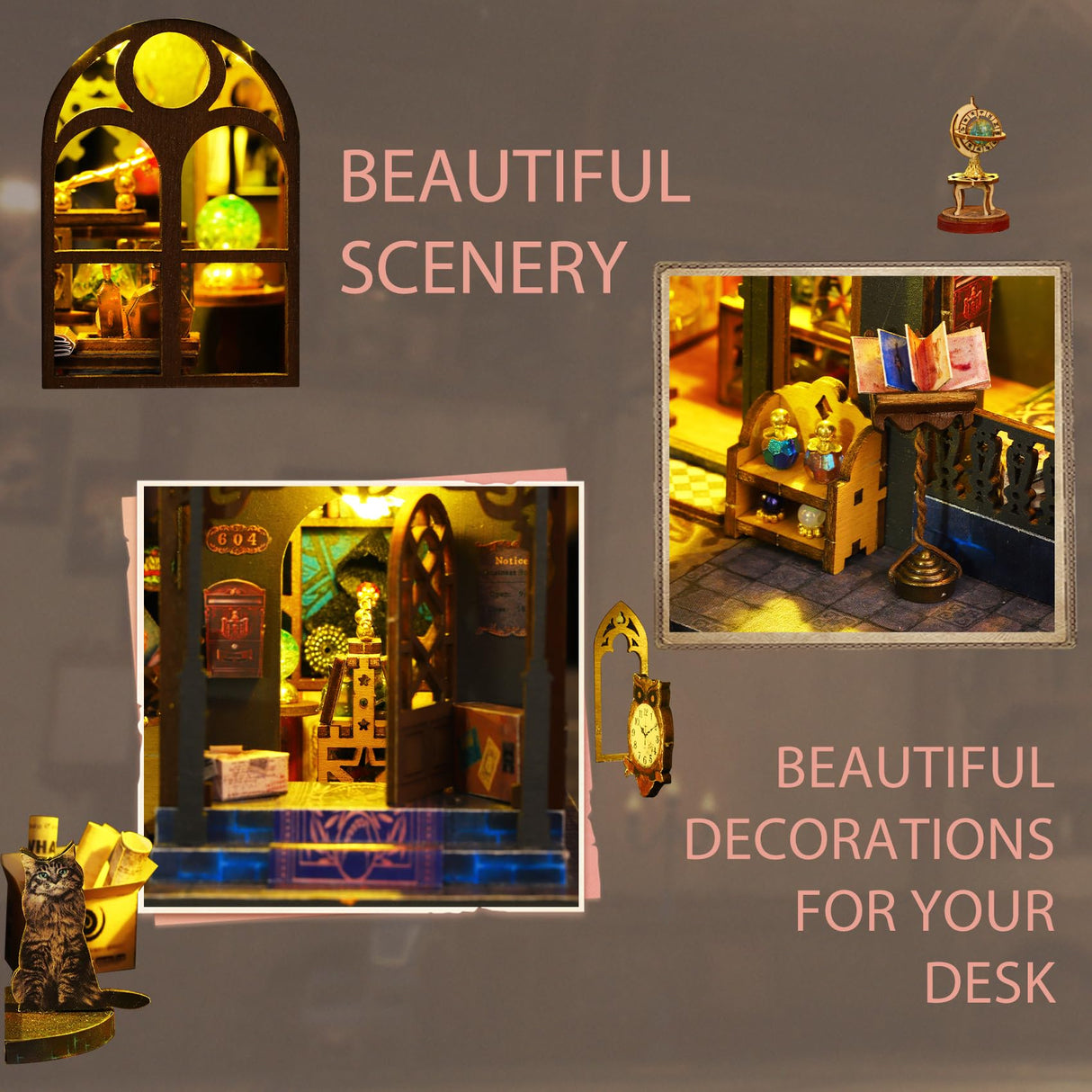 Flever Dollhouse Miniature DIY House Kit Creative Room with Furniture for Romantic Artwork Gift (Holo Magic City) Flever