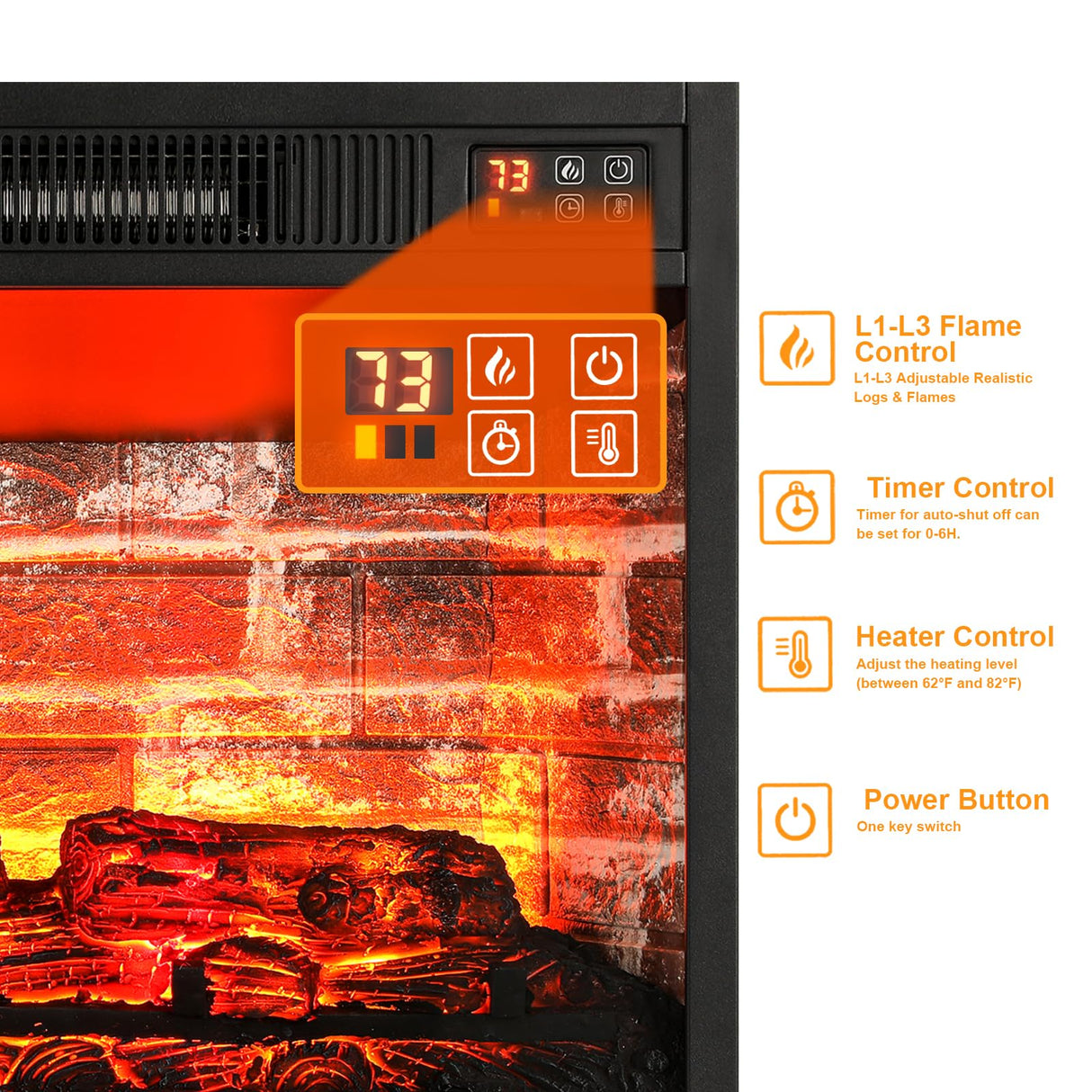 Naice 70" Electric Fireplace with Mantel and Cabinets, Fireplace TV Stand for Living Room Bedroom, Stacked Stone Surround and Remote Control 3D Realistic Flame Naice